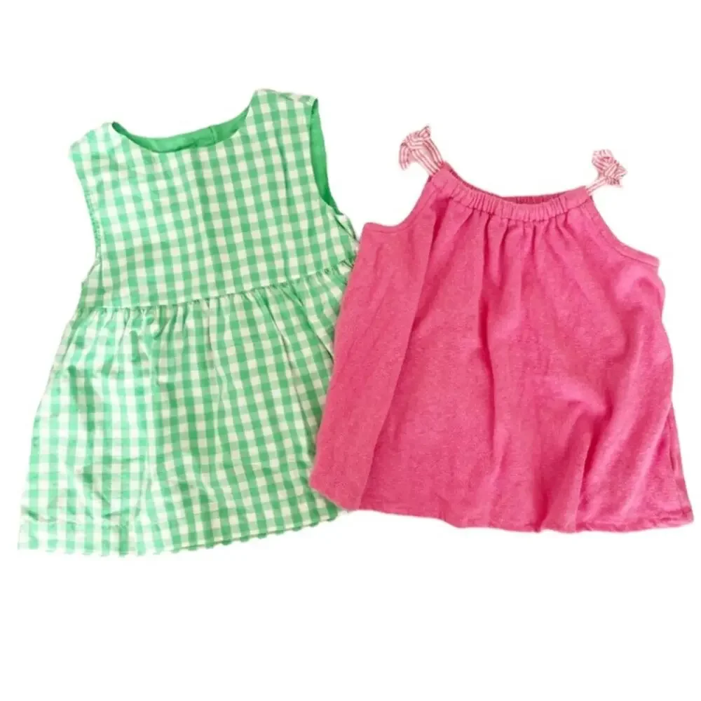 Baby Gap Lot of 2 Shirts Green Plaid Pink Terrycloth Sz 4